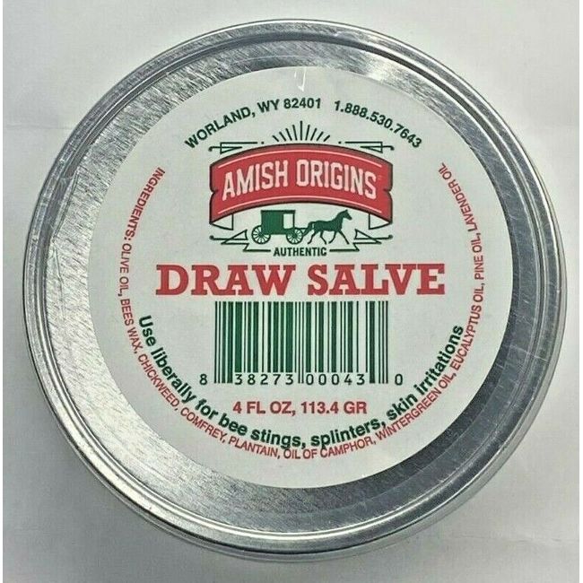 Amish Origins Original Natural Draw Salve Splinters Bee Stingers 4oz BIG CAN