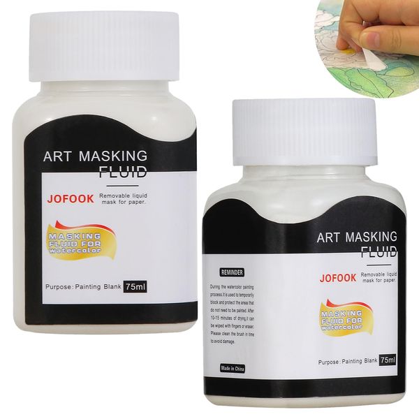 JOFOOK 150-Milliliter Watercolor Art Masking Fluid,For Ink-Watercolor-Gouache-Painting & Illustration,Two Bottles