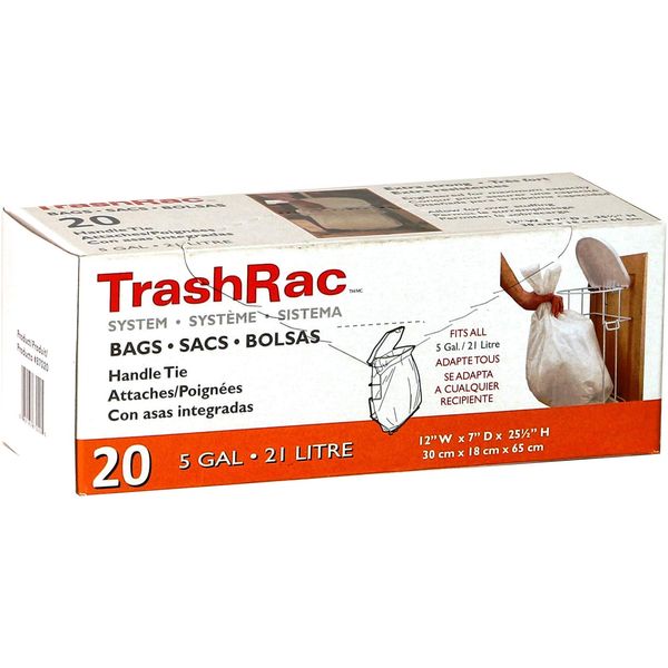 Trashrac 5 gal. Trash Bags Handle Tie 20 pk