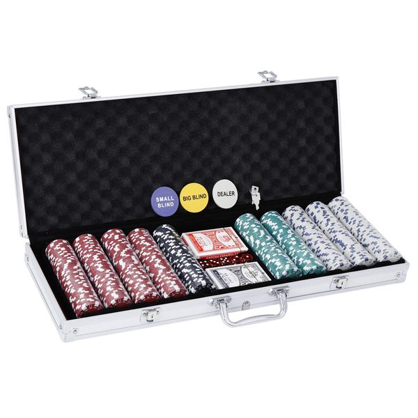 JungleA Poker Chip Set 500 Pcs Style Clay Casino Chips with Aluminum Case, 11.5 Gram Chips for Texas Holdem Blackjack Gambling