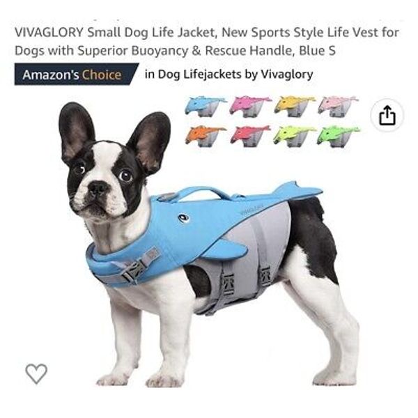 Pet Dog Puppy Life Jacket Shark Fin Safety Vest Summer Swim ~ BLUE (Small)