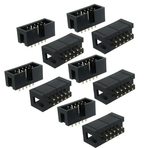 sourcing map 10 Pcs 2x5 Pin 2.54mm Pitch Double Row Breadboard IDC Headers
