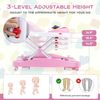 6 x 1 Foldable Baby Walker w/ 3 Level Adjustable Height & Removable Seat Cushion