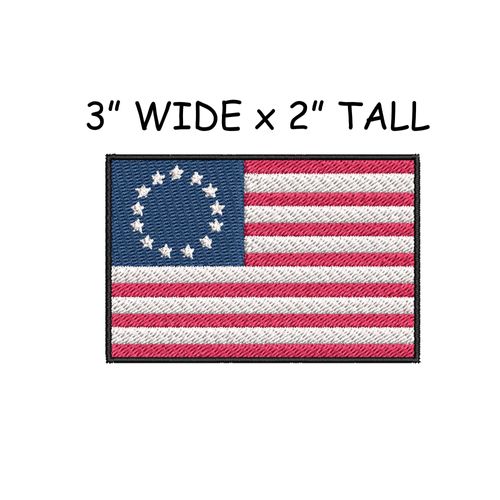 American Flag Patch Emblem 3" x 2" Fully Embroidered DIY Iron-on/Sew-on Decorative Embroidery Applique Clothing Vest Jacket Bags Premium Stitching US Betsy Ross Revolutionary War 1776 Souvenir