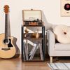 Turntable Stand 3-Tier Brown Record Player Table w/ Storage for 100 Albums