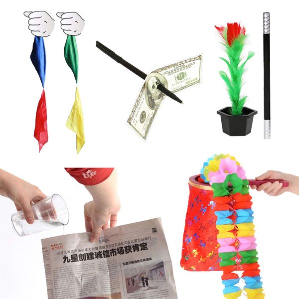 Fermoor Extra Large Volume Magic Set Magic Bag Handkerchief Newspaper Bill Penetrating Pen Magic Stick