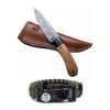 BucknBear Fixed Blade Damascus Hunting Knife and Multi Tool Paracord Bracelet