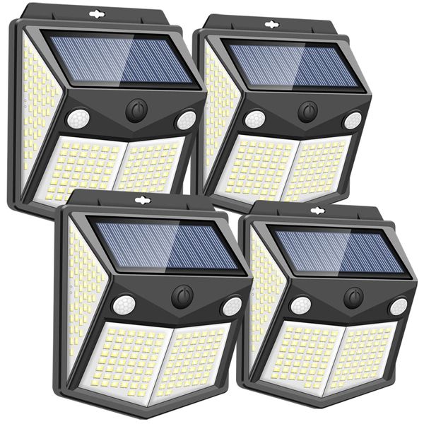 Advanced Edition 2 Sensors Solar Light, Outdoor, 200 LED, Sensor Light, 2 Motion Sensors, Wide Detection Distance/Angle, 4 Surface Illumination, 300° Lighting Range, Outdoor Lighting, Solar Power Generated, Security Light, Waterproof, Automatic On/Off, Ga