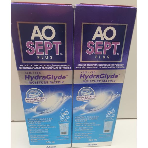 Aosept Plus with HydraGlyde Deep Cleansing Contact Lens Solution 2x360ml