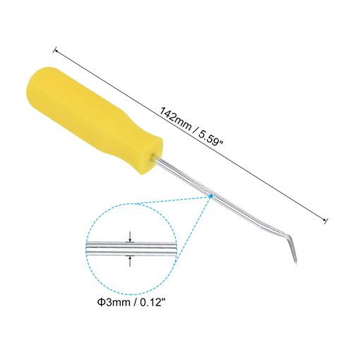 PATIKIL O-Ring 45 Degree Picks 142mm, 2 Pcs Oil Seal Gasket Precision Screwdriver Puller Remover Removal Tool, Yellow