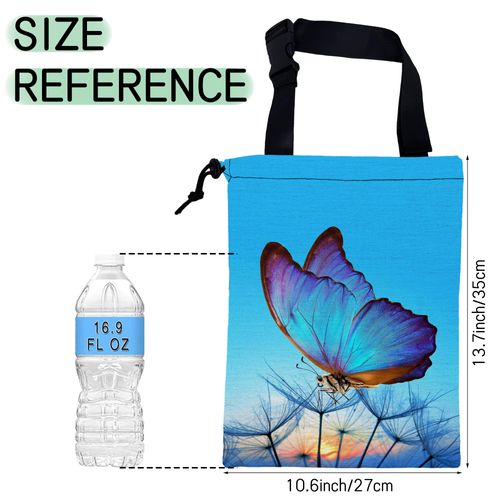NHNXHWIA Blue Butterfly Car Garbage Bag,Dandelion Waterproof Small Car Trash Bag Hanging Back of Seat,Drawstring Hanging Car Trash Bag with Adjustable Buckle for Car Accessories