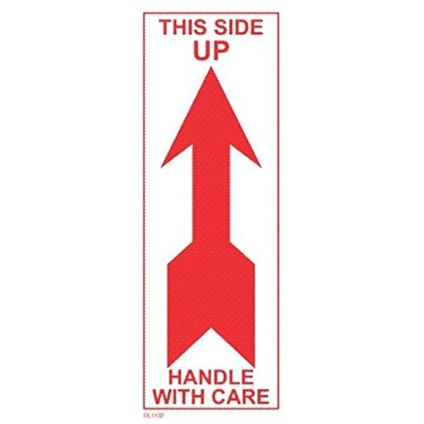 2-1/2" x 7" This Side Up Handle with Care Labels (500 per Roll)