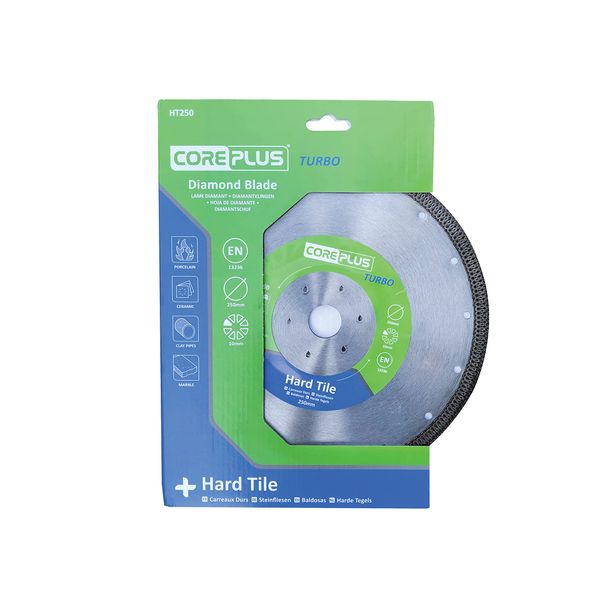 CorePlus Hard Tile Turbo Diamond Blade 250mm x B22.23mm (10in)