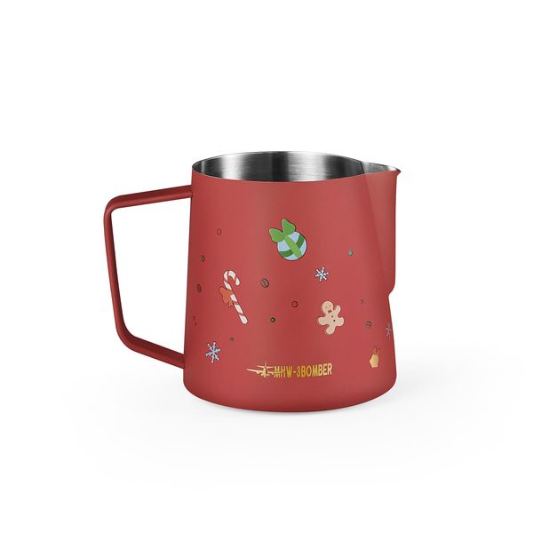MHW-3BOMBER 600ml Espresso Milchkännchen, Hochglanz Edelstahl Milchaufschäumer Kanne für perfekten Milchschaum, Latte Art & Cappuccino für Weihnachten, Modell P5150
