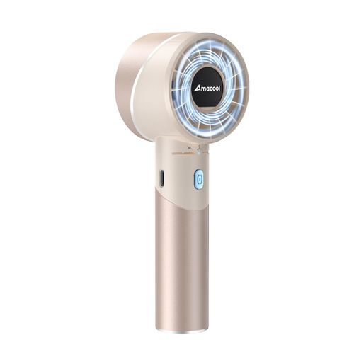 AMACOOL Mini Handheld Turbo Fan, 17Hrs Runtime, 4 Speeds, Cool Metal Body, Rechargeable Personal Hand Fan, Travel Essentials, Portable Pocket Fans for Girl Woman Man Makeup Camping-Beige