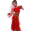 Astage Girls' Short-Sleeved Belly Dance Costume All Ornaments, red