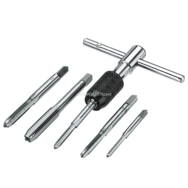 Hand Tap Machine Tap Spiral Tap m3m4m5m6m8 Tap Set Twist Drill Bit & Wrench 5pcs T Type Machine Hand Screw Screw Tap Reamer Hand Drill Screw, None, 1pc