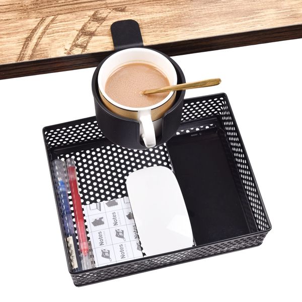 SKYROSEXSDCT Drink Holder, Desk, Cup Holder, Desk Under Table Storage Rack, Aftermarket Drawer, 360 Degree Rotation, Under-Desk Storage, Small Organization, Can Be Used For Bedroom, Living Room, Study Room, Office, Internet Cafe, Etc. Japanese Manual Incl