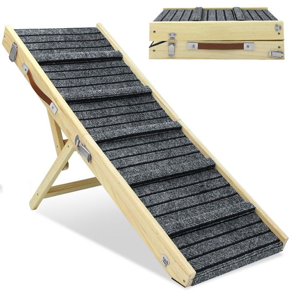 TNELTUEB Large Dog Ramp, 47.2" Long and 15.8" Wide Wooden Folding Portable Pe