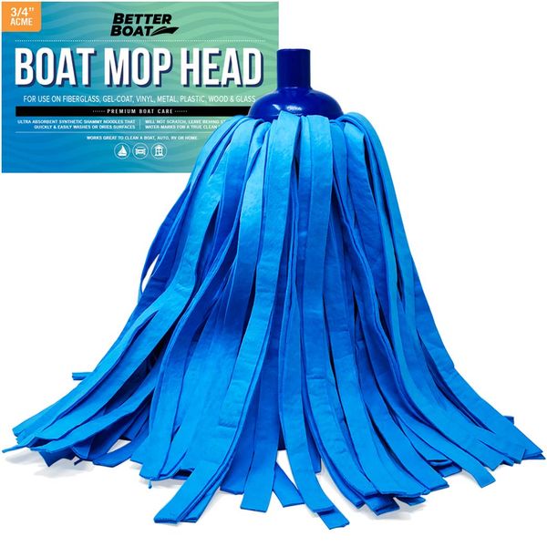 Large Mop Head Replacement Refill Synthetic Wet Chamois Mop Head Boat Cleaning Products Wash Mop for Deck, Floor, Home, Auto Car and RV with No Streaks or Fiber Cloth Lint Shammy Mop Head