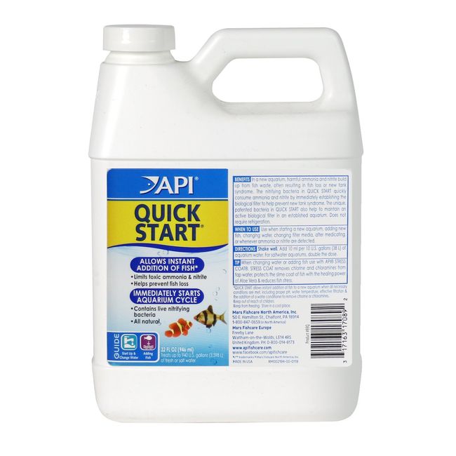 API QUICK START Freshwater and Saltwater Aquarium Nitrifying Bacteria 32-Ounce Bottle