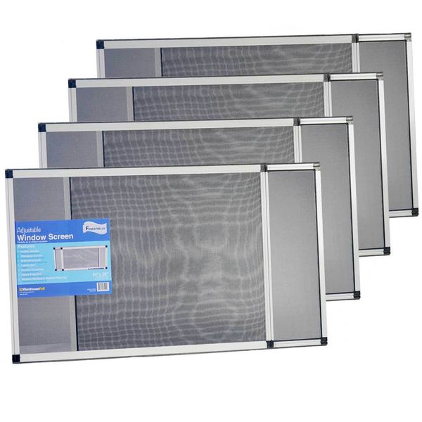 Adjustable Window Screen, Vertical/Horizontal, 20"x28-54" or 28"x20-38", 4 Pack