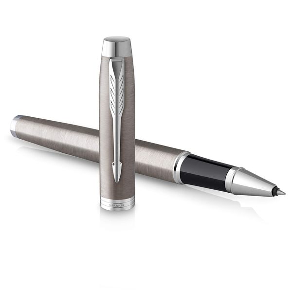 PARKER IM Rollerball Pen | Stainless Steel with Chrome Trim | Fine Point with Black Ink Refill | Gift Box