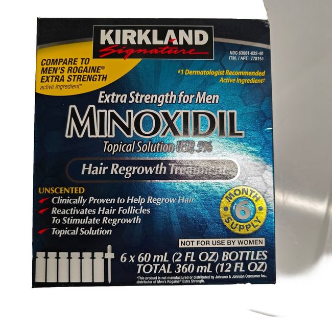 Kirkland Mixidil 6 Months 5% Extra Strength Hair Loss Regrowth 12oz (Pack of 6)