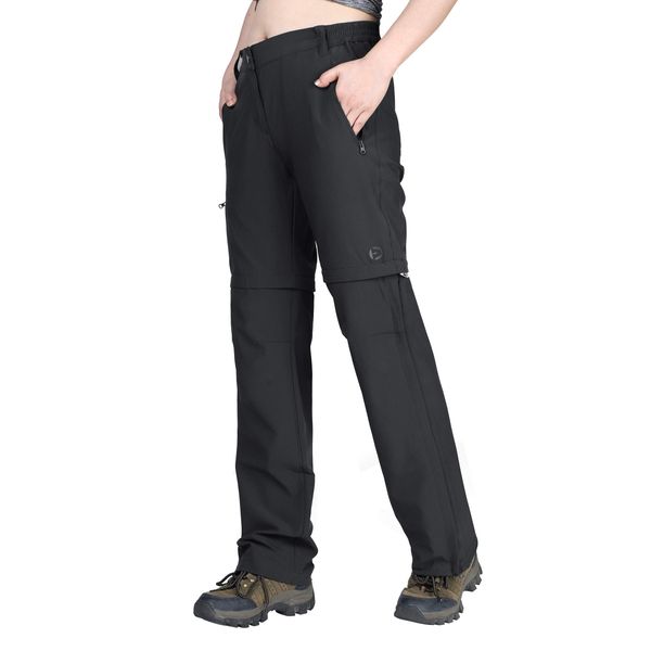 Outdoor Ventures Women's Convertible Pants, Quick Dry Hiking Zip-Off Pants, Stretch Lightweight Cargo Pants Black