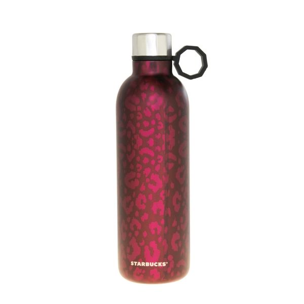 Starbucks 20 Oz Water Bottle Magenta Animal Print Hook Stainless Steel Thermos