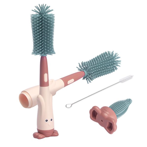 Alyvisun Bottle Brush 3-in-1 Set, Silicon, red, One Size