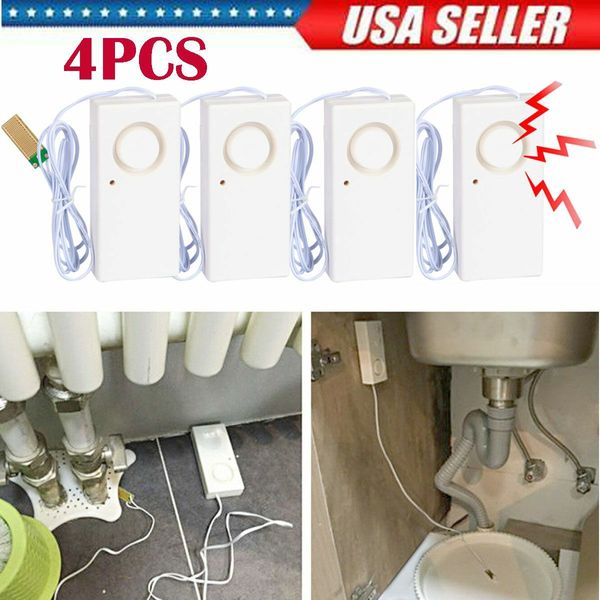 4-Pack Water Leak Alarm Flood Level Overflow Detector Sensor Home Security Alert