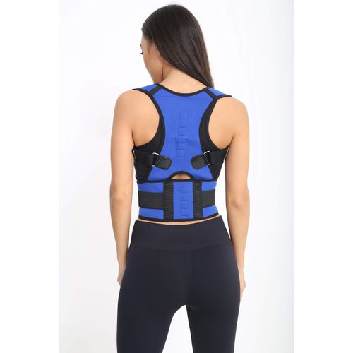Posture Corrector Deluxe, Magnetic, Adjustable Straps, Neoprene, Four Colours (Small, Blue)