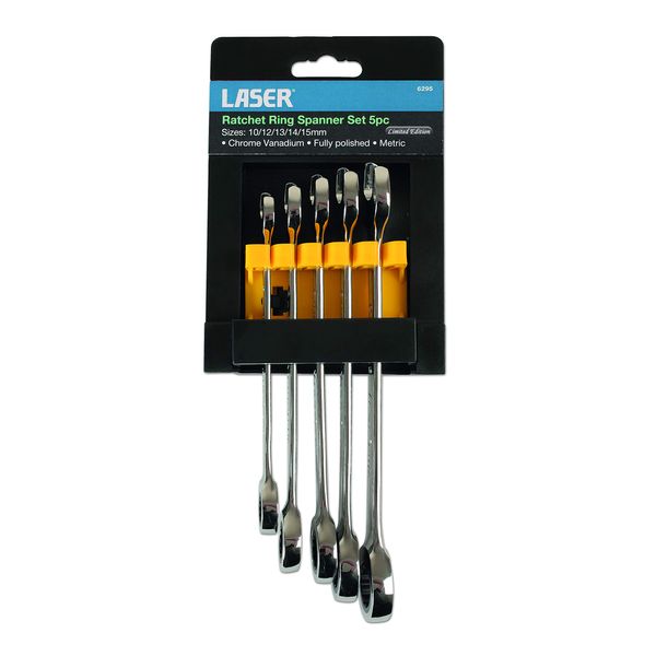 Laser 6295 Ratchet Ring Combination Spanner Set 5pc