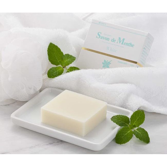 Kitami Hakka Tsusho Savon de Menthe Peppermint Soap, Hokkaido Peppermint Blended (White)