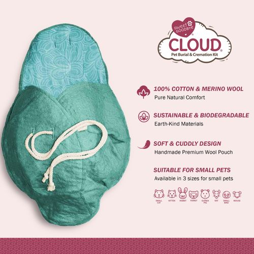 Sweet Goodbye Cloud® - Eco-Friendly Pet Burial & Cremation Ceremony Kit - Casket for Smaller Pets: Rabbits Hamsters Gerbils Birds Reptiles, Small Cats (Choose Size & Color)(Large, Aqua)