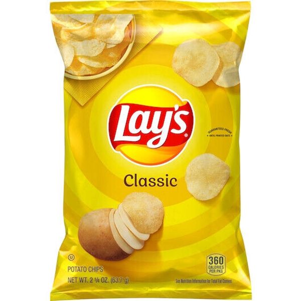 Lay's Regular Potato Chips, 2.25 Ounce, 24 Per Case