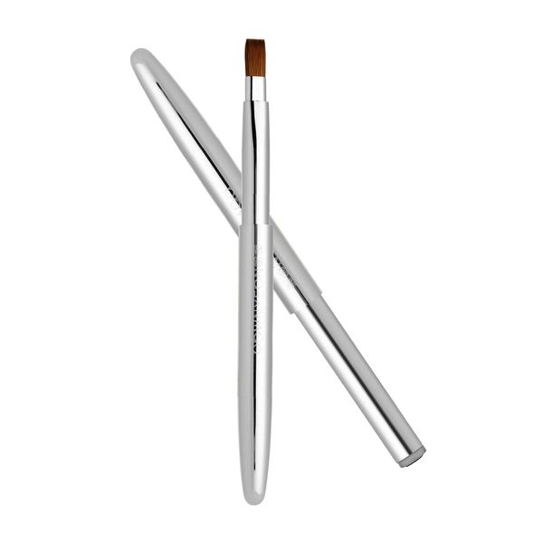 ROWNYEON Lip Brush, Flat Brush, Lip Brush, Slide Type, Makeup Brush, Makeup Brush, Makeup Brush, Premium Fiber Hair, Elastic, Portable, Convenient, Easy to Use, Soft, Skin-friendly, For Beginners, Gift (Silver Color)