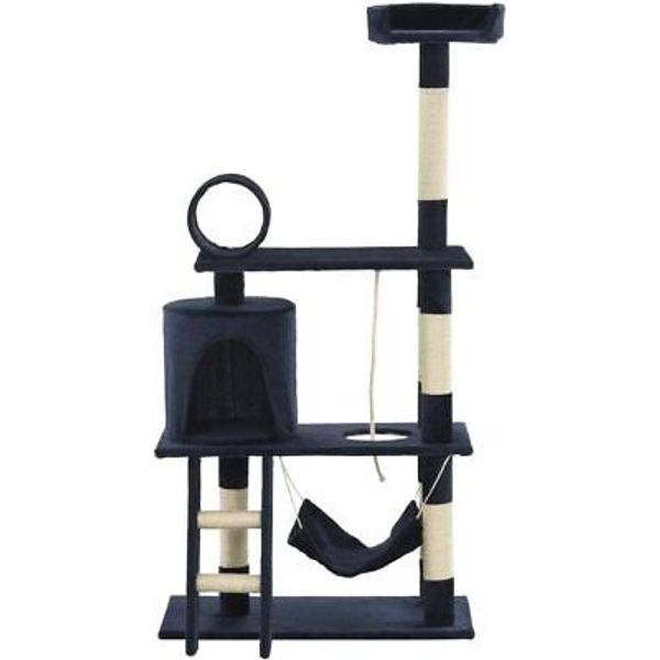 vidaXL Pet Cat Tree with Sisal Scratching Posts Dark Blue 140 cm