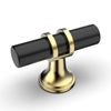 Amerdeco 10 Pack Black & Gold Cabinet Knobs 2 Inch T Bar Cabinet Pulls Kitchen Cabinet Handles Cabinets Hardware Drawer Pulls AM002
