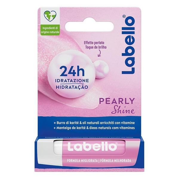 Labello Pearly Shine Lippenbalsam 4,8 g, Farbenfroher und pflegender Lippenbalsam mit Perl- und Seidenextrakten, feuchtigkeitsspendender Lippenbalsam für 24 Stunden mit natürlichen Inhaltsstoffen