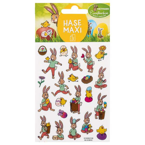 Heitmann Eierfarben - Sticker Rabbit Maxi - 2 Motif Sheets, 1018612, Multi-Coloured