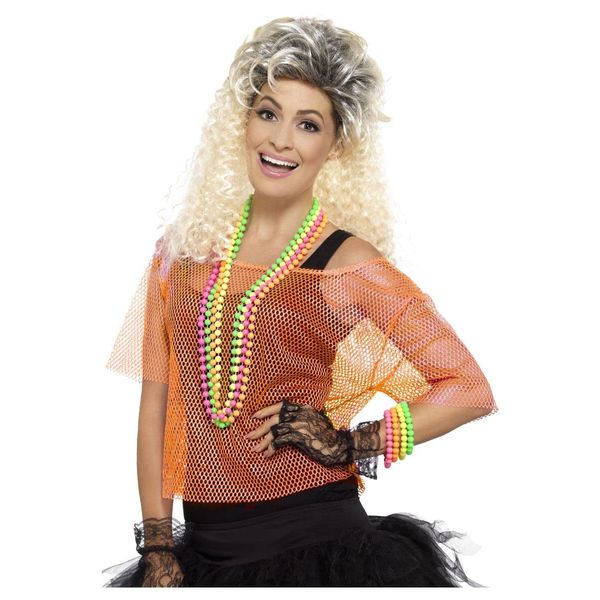 Smiffys 45191SM Fishnet Top (Small/Medium) Neon Orange