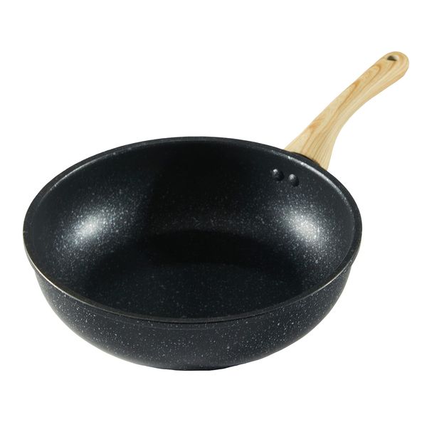 Marble Deep Fry Pan (11.0 inches (28 cm) (Black) - Marble Coat Non-Stick Easy Care - Maximum Durability - High Heat Efficiency - Deep Design - Easy to Wash