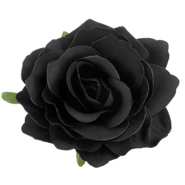 M METERXITY Rose Hair Clip, 4.33 Inch Flower Hairpin Fabric Floral Brooch for Bridal Wedding/Party/Women Hair Accessories, Hair Flowers Headpiece Floral Hair Pins [11cm, Black]