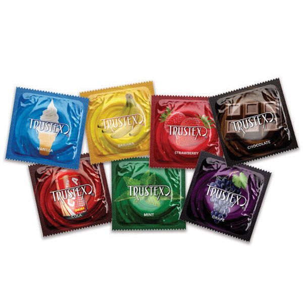 Trustex Assorted Flavored Lubricated Condoms - All 7 Different Flavors - 24 Pack