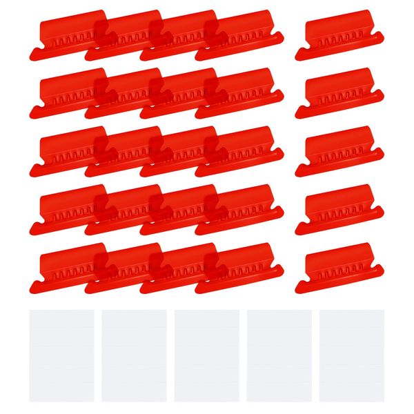 uxcell Hanging File Folder Tabs, 2" File Folder Tabs and Inserts Plastic Clear File Folder Labels for Hanging File Folders, Filing Tabs, Red, 50pcs