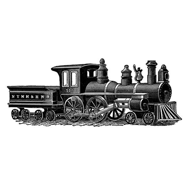 Old Train Drawing Birthday Edible Icing Image Cake/Cupcake Topper