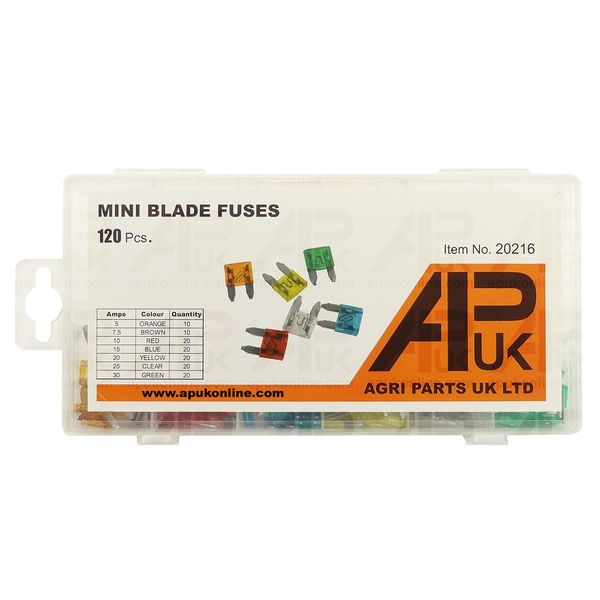 120pc Assorted Mini Blade fuses Replacement for John Deere Kubota Case IH Compa Fiat Tractor