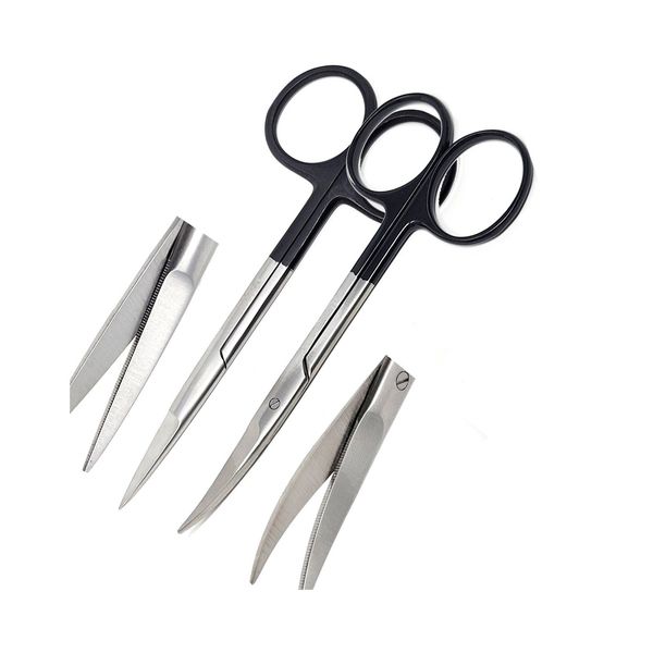 2 pcs SuperCut Iris Scissors 4.5" Curved & Straight German Stainless Steel